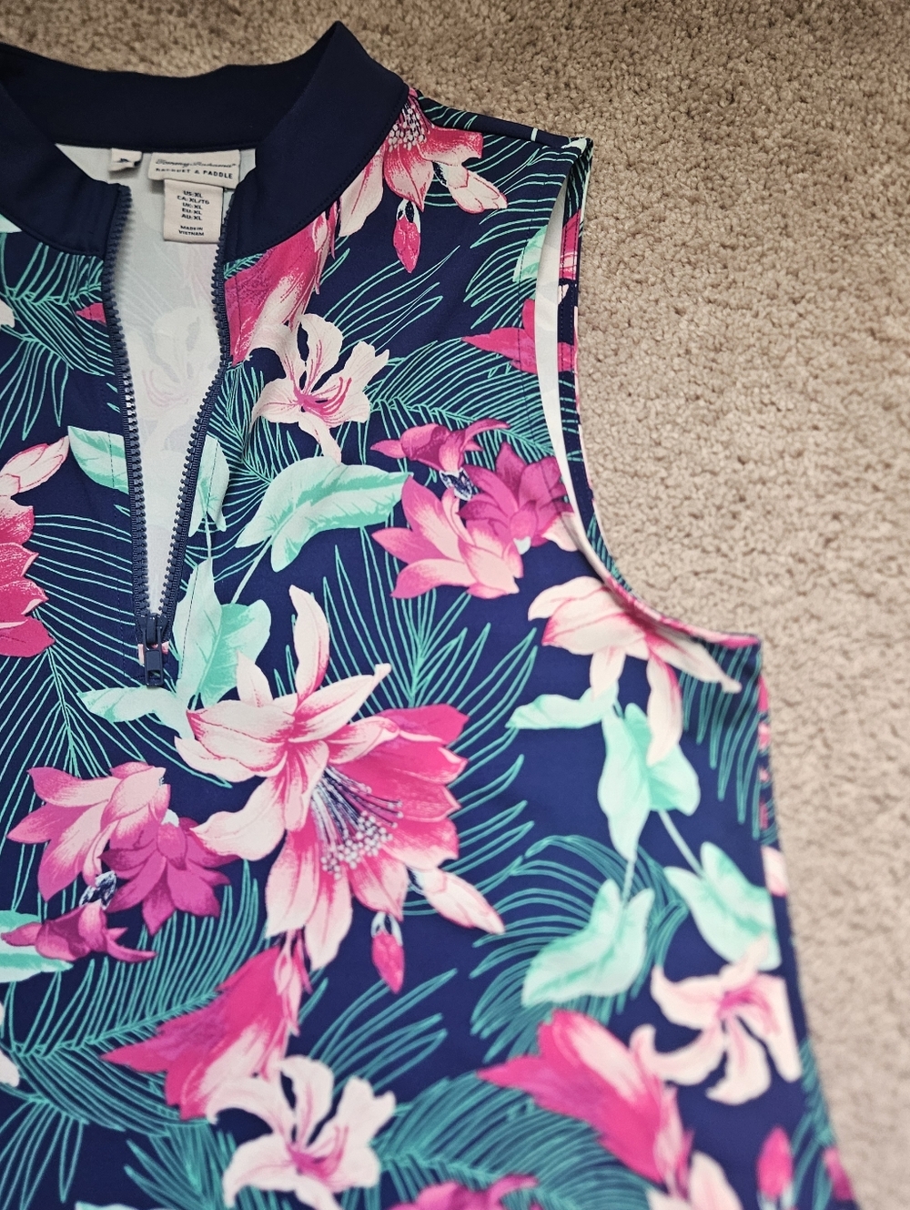 Tommy Bahama Floral Sleeveless 1/4 Zip Golf Raquet Paddle Tennis Dress XL